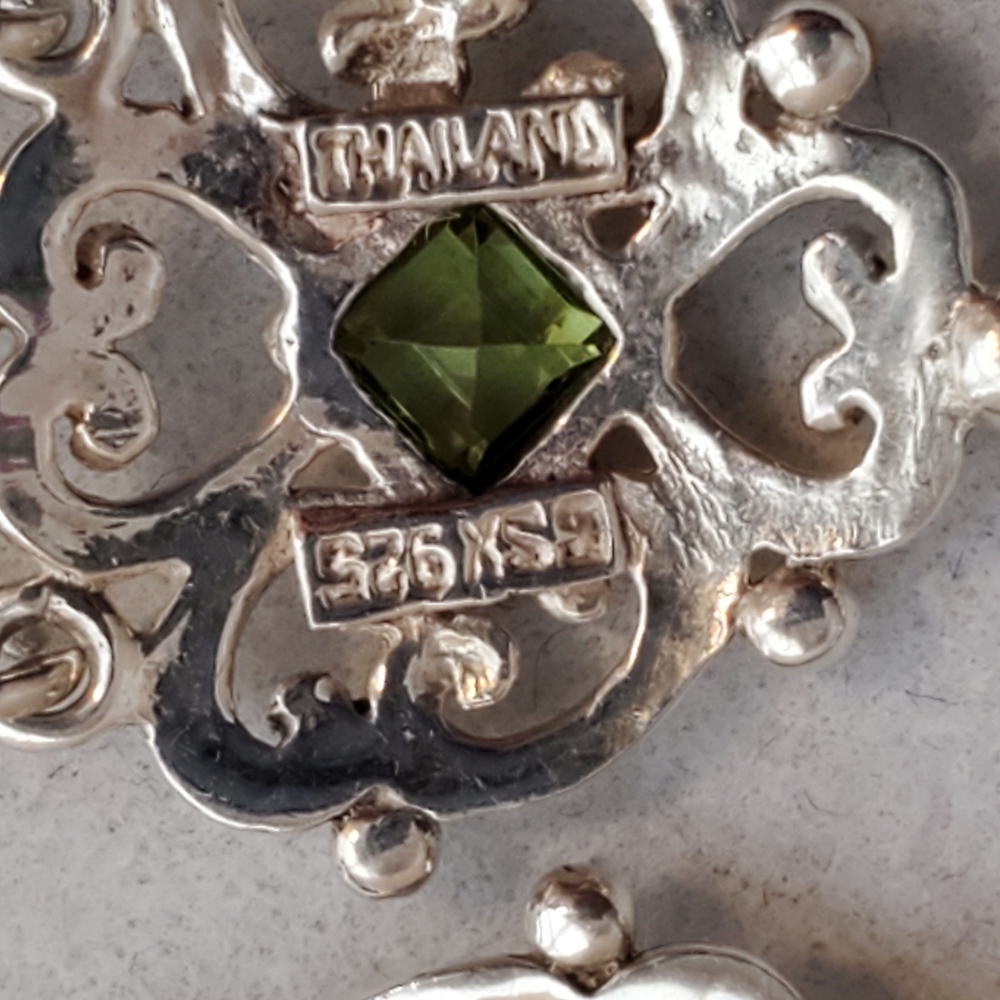 Sterling Silver Chandelier Earrings with Peridots and Pearls - Picture 14 of 16
